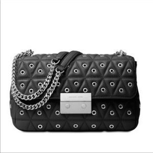 Michael Kors MK Sloan Quilted Grommet Chain Shoulder Bag Crossbody Purse